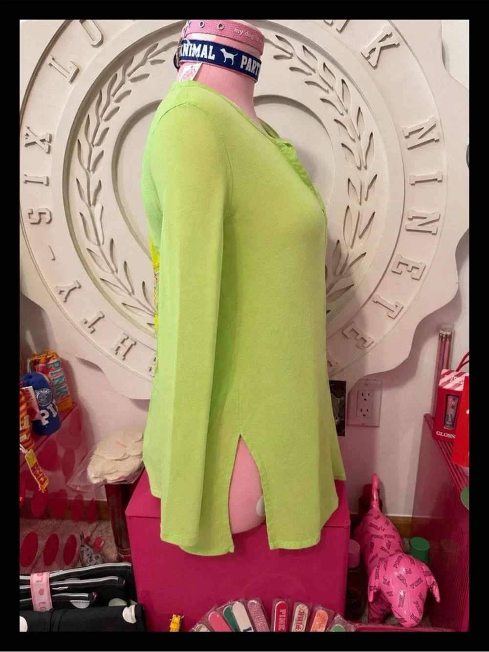💕ⓅⒾⓃⓀ ⓋⓈ Y2K/SUPER RARE/VHTF Lime Green Embroidered Swim Coverup ✨EUC✨💕